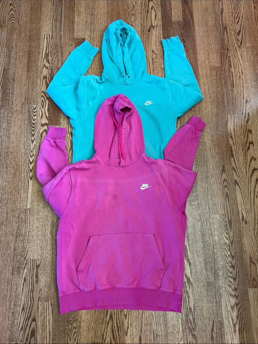 Nike Women's Teal and Pink Hooded Sweatshirts Duo